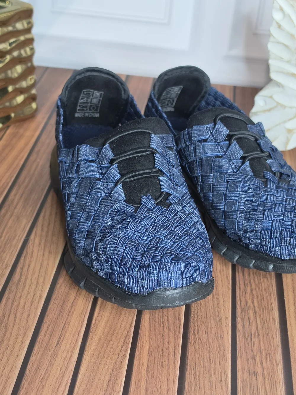 Bernie Mev Kids Vicky K Woven Slip-On Sneakers Size EU 33 / US Kids 2 Navy Light